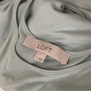 Loft mint green tank top w/ chiffon trim
